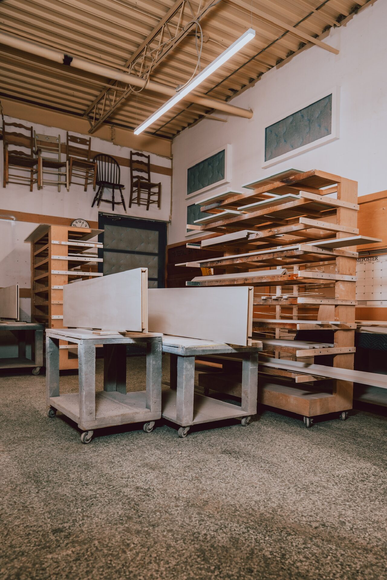Bateman Fine Cabinetry workshop with finished furniture panels